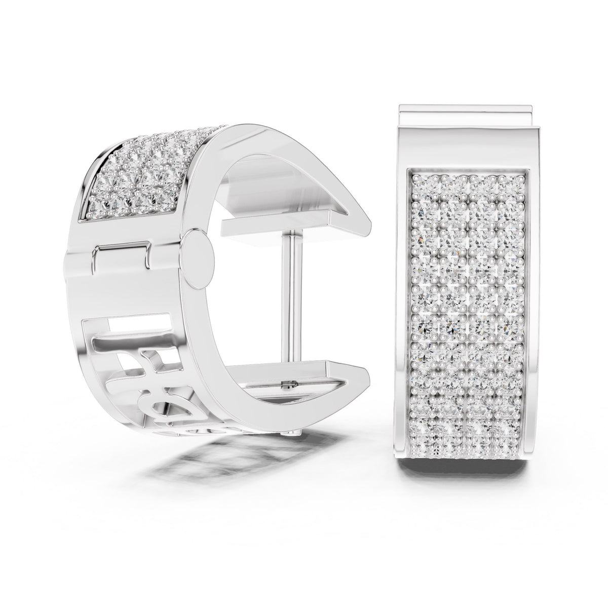 Wide Pavé Diamond Huggie Hoops with Lab-Grown Diamonds