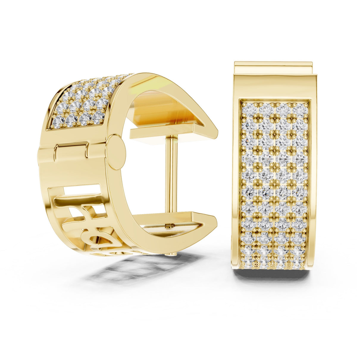 Wide Pavé Diamond Huggie Hoops with Lab-Grown Diamonds