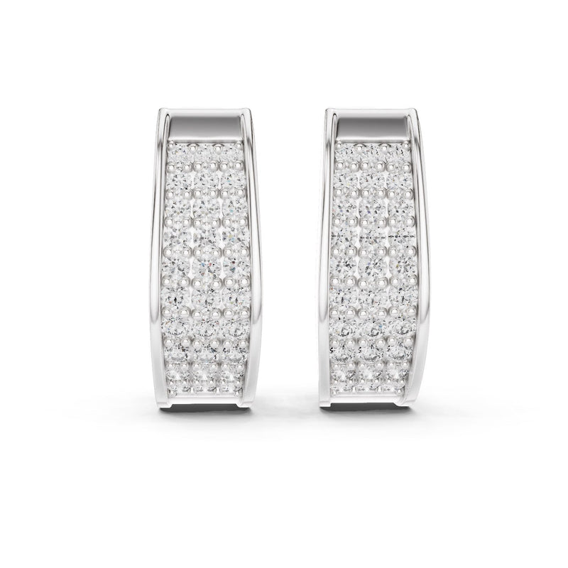 Four-Row Pavé Diamond Hoop Earrings with Lab-Grown Diamonds