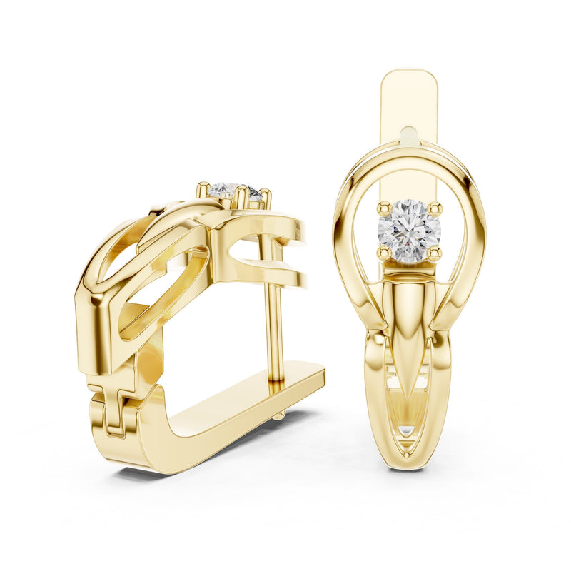 Sculpted Solitaire Diamond Hoop Earrings with Lab-Grown Diamonds