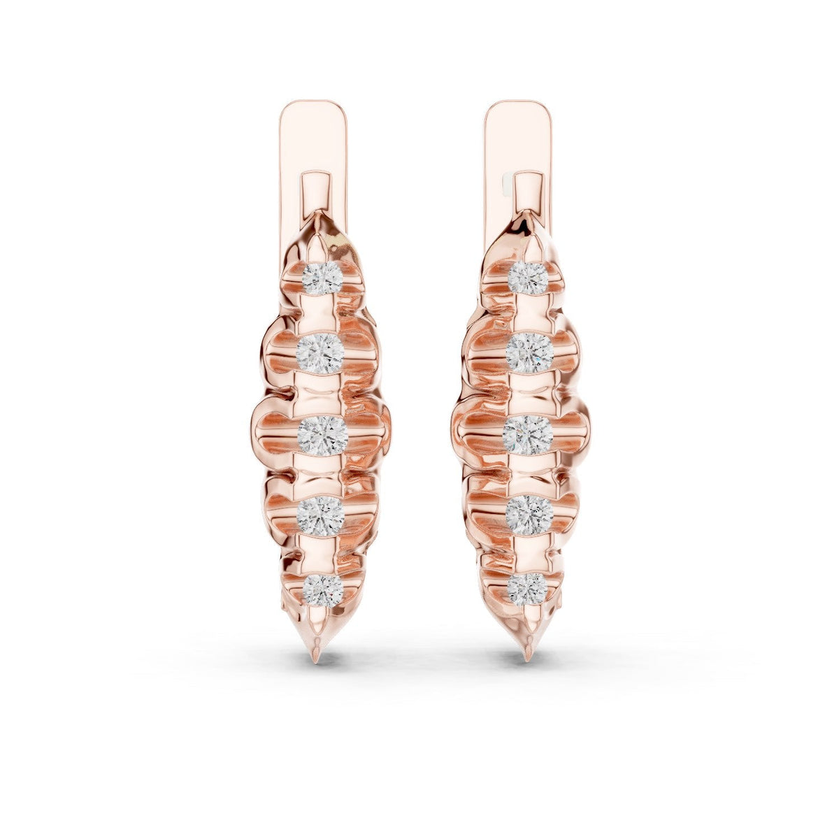 Marquise-Silhouette Diamond Huggie Earrings with Lab-Grown Diamonds