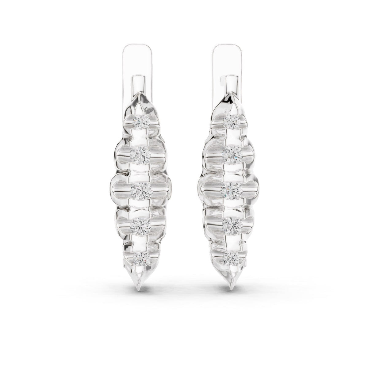 Marquise-Silhouette Diamond Huggie Earrings with Lab-Grown Diamonds