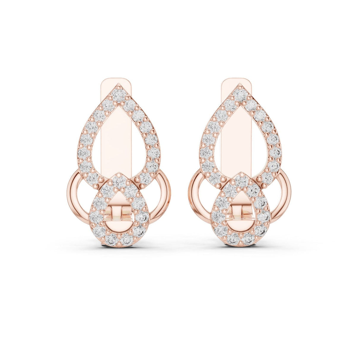 Double-Teardrop Diamond Stud Earrings with Lab-Grown Diamonds
