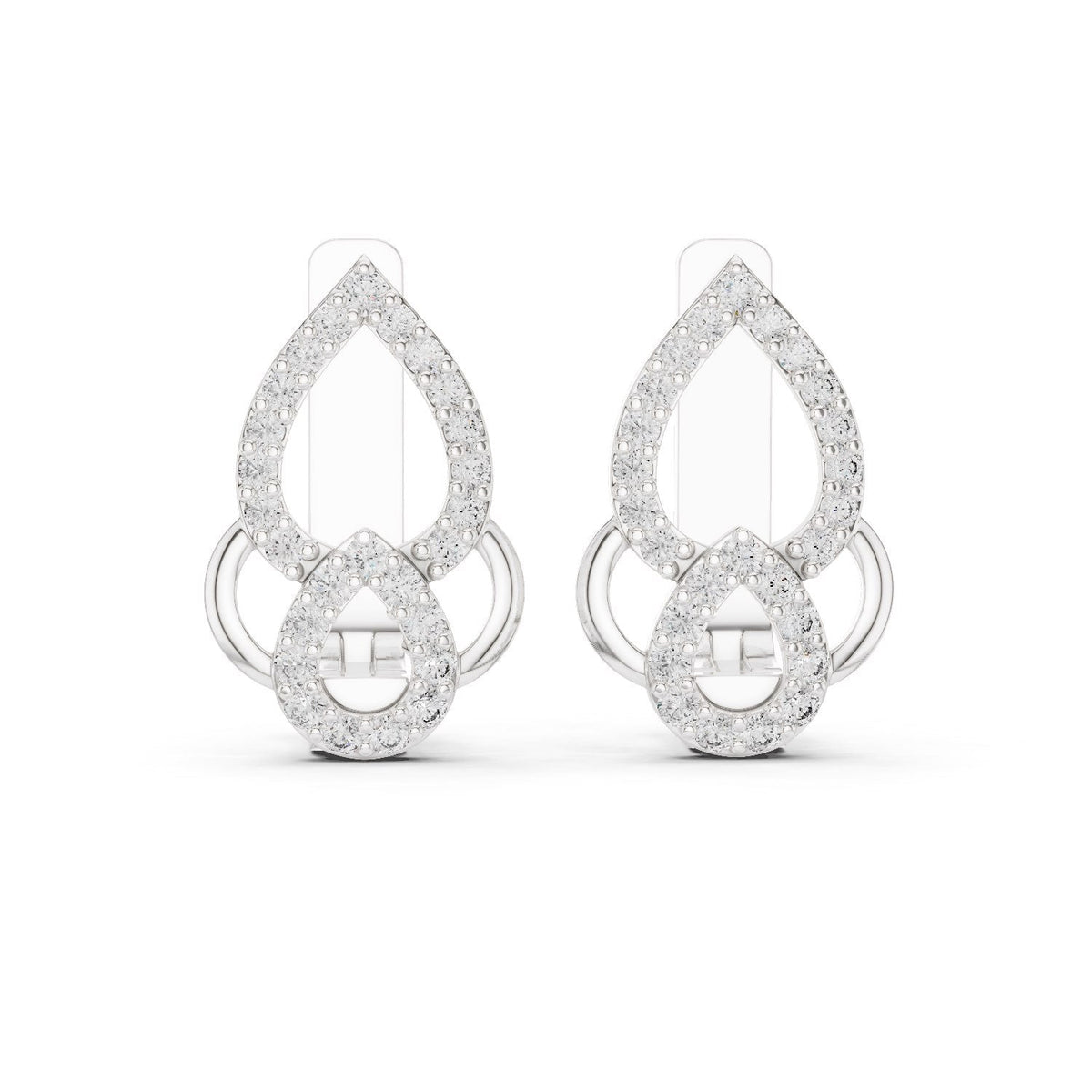 Double-Teardrop Diamond Stud Earrings with Lab-Grown Diamonds