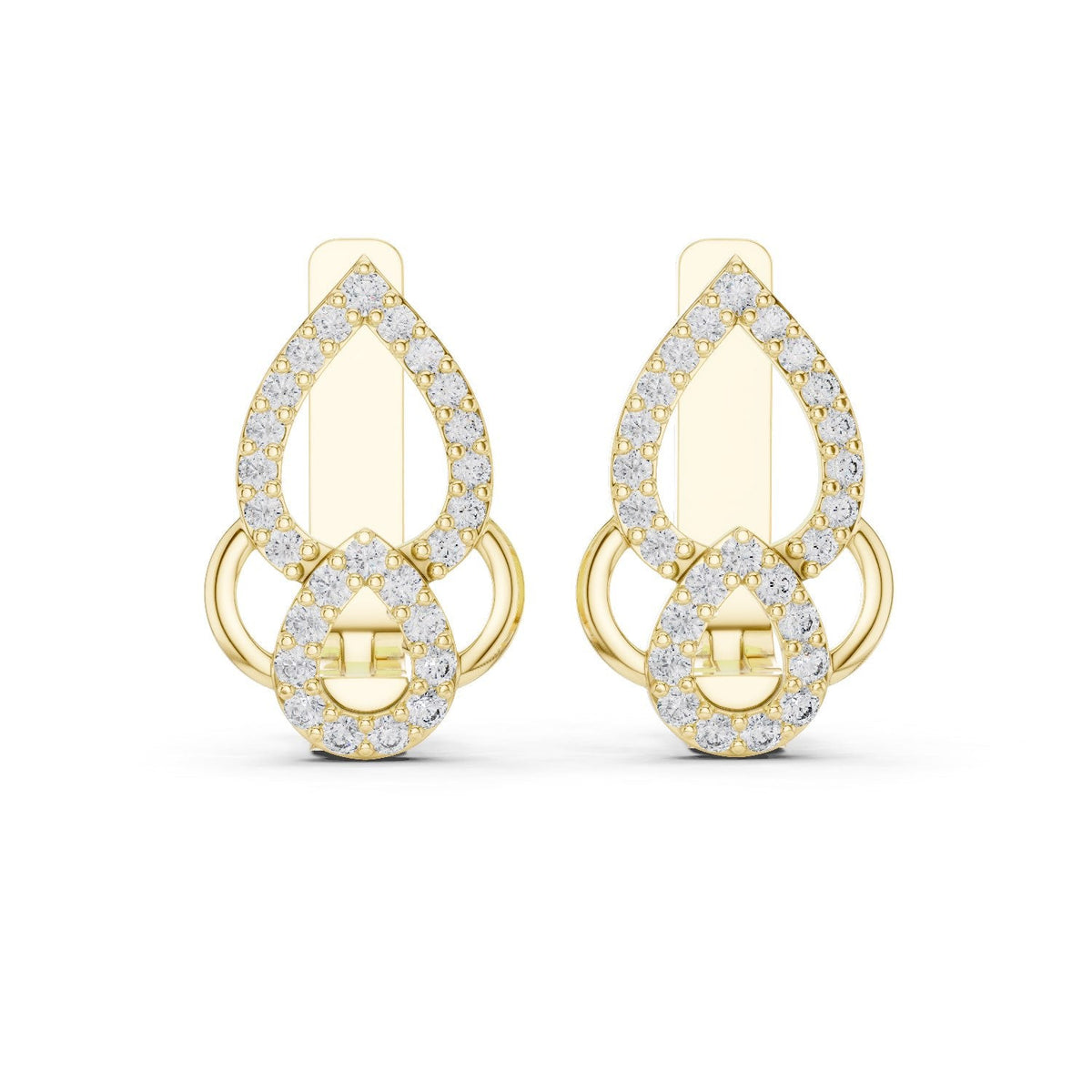 Double-Teardrop Diamond Stud Earrings with Lab-Grown Diamonds