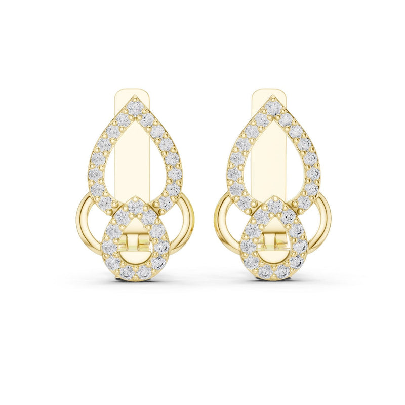 Double-Teardrop Diamond Stud Earrings with Lab-Grown Diamonds