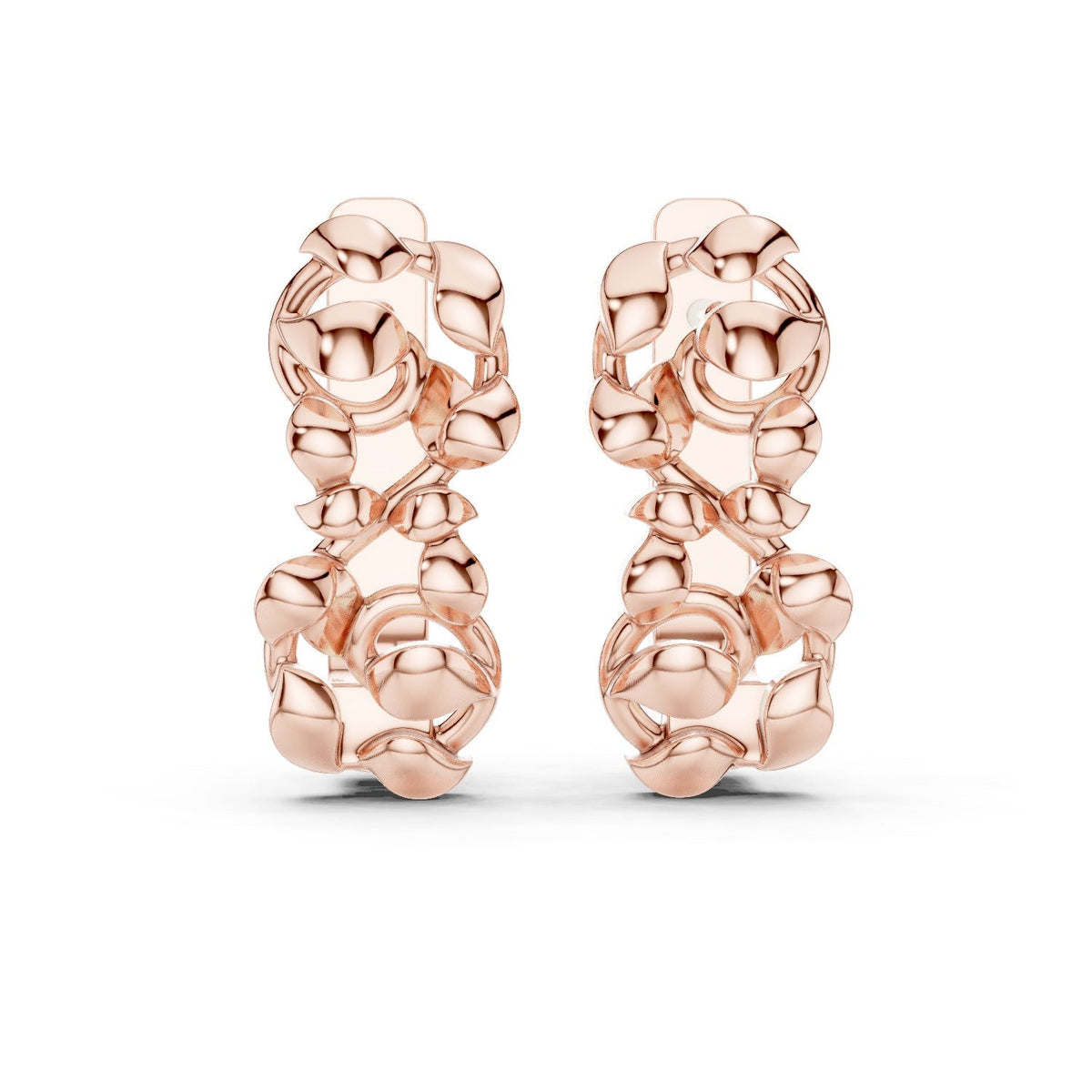 Sculpted Rose Hoop Earrings with Lab-Grown Diamonds