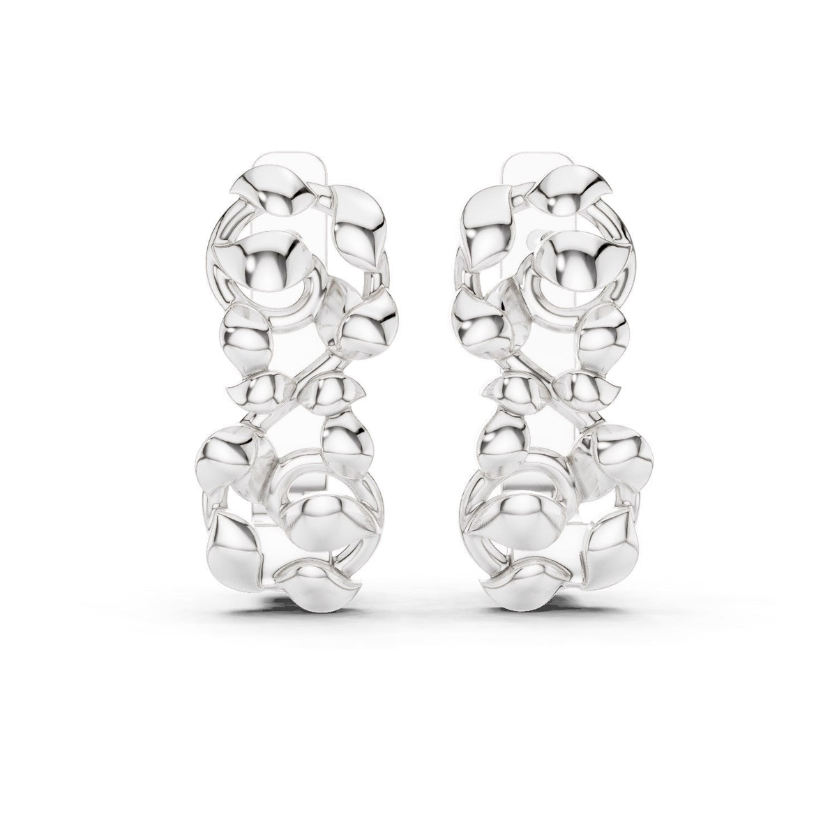 Sculpted Rose Hoop Earrings with Lab-Grown Diamonds