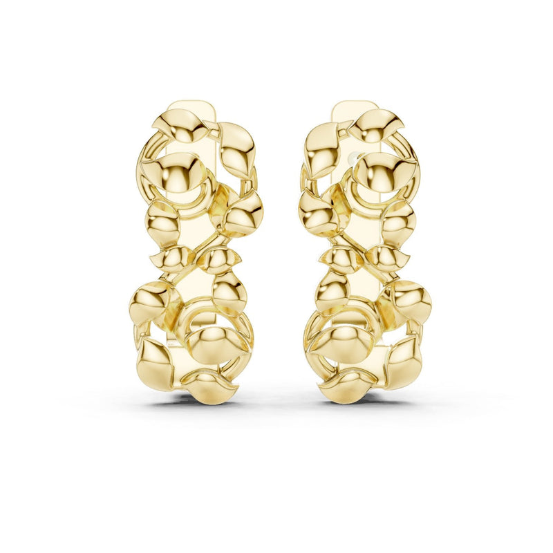 Sculpted Rose Hoop Earrings with Lab-Grown Diamonds