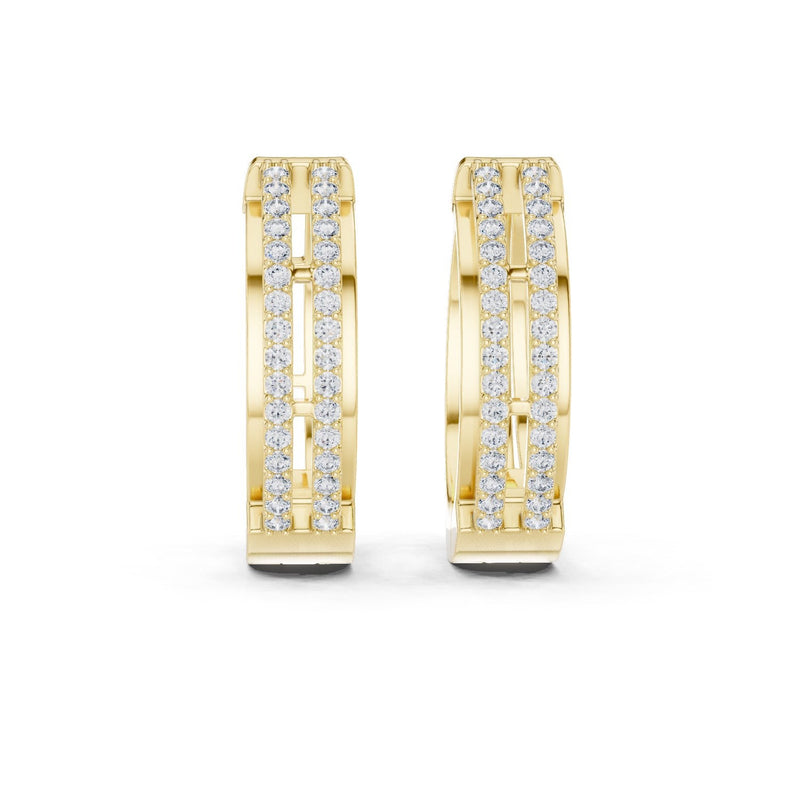 Triple-Row Diamond Hoop Earrings with Lab-Grown Diamonds