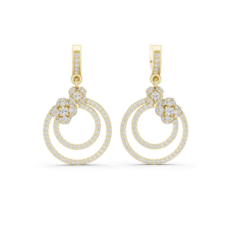 Concentric Circle Diamond Drop Earrings with Lab-Grown Diamonds