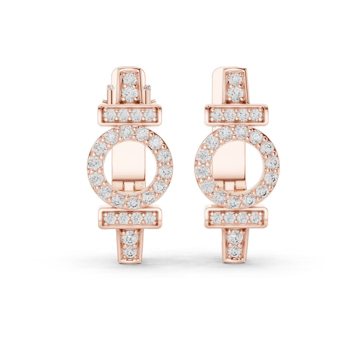 Circular Halo Diamond Huggie Earrings with Lab-Grown Diamonds