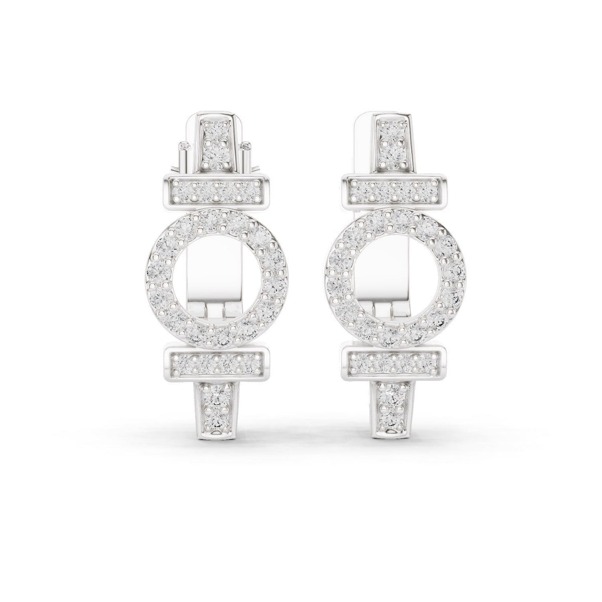 Circular Halo Diamond Huggie Earrings with Lab-Grown Diamonds