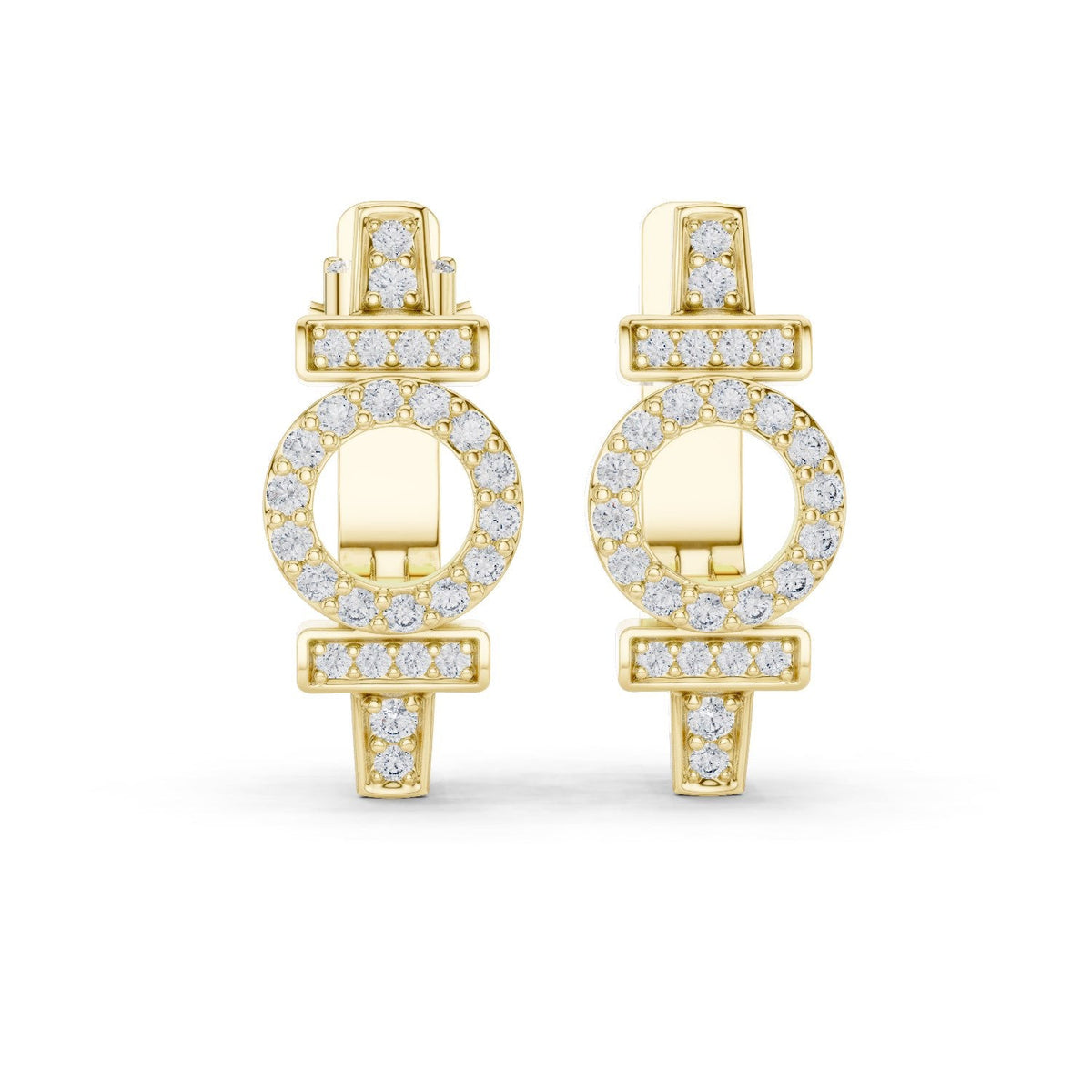 Circular Halo Diamond Huggie Earrings with Lab-Grown Diamonds