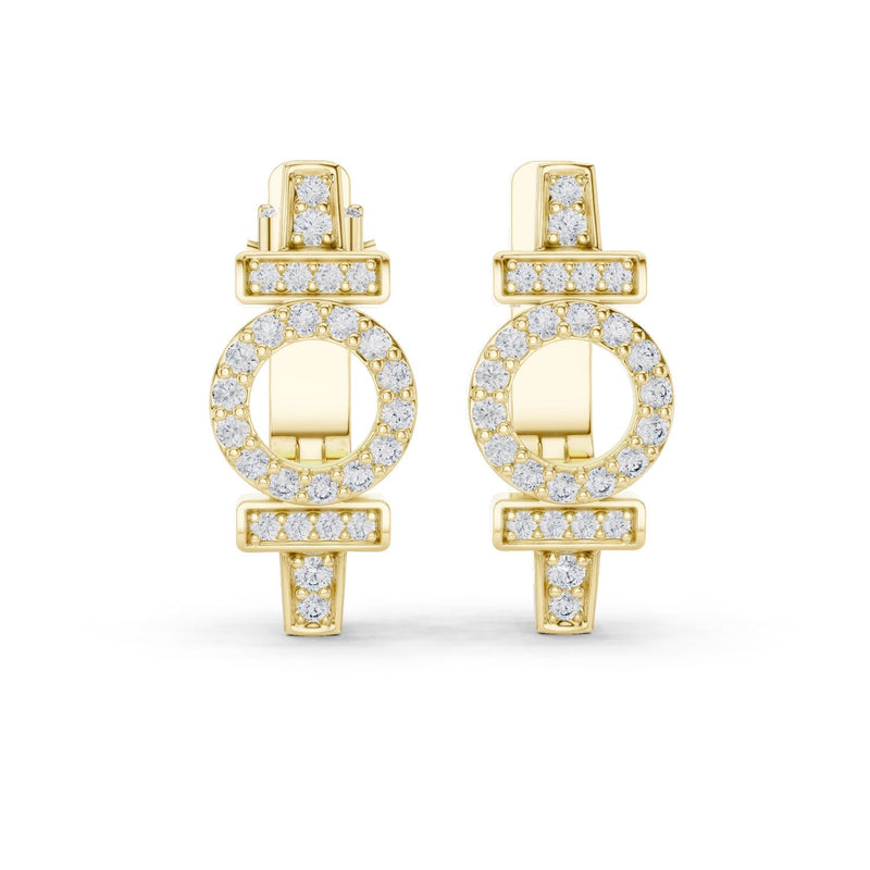 Circular Halo Diamond Huggie Earrings with Lab-Grown Diamonds