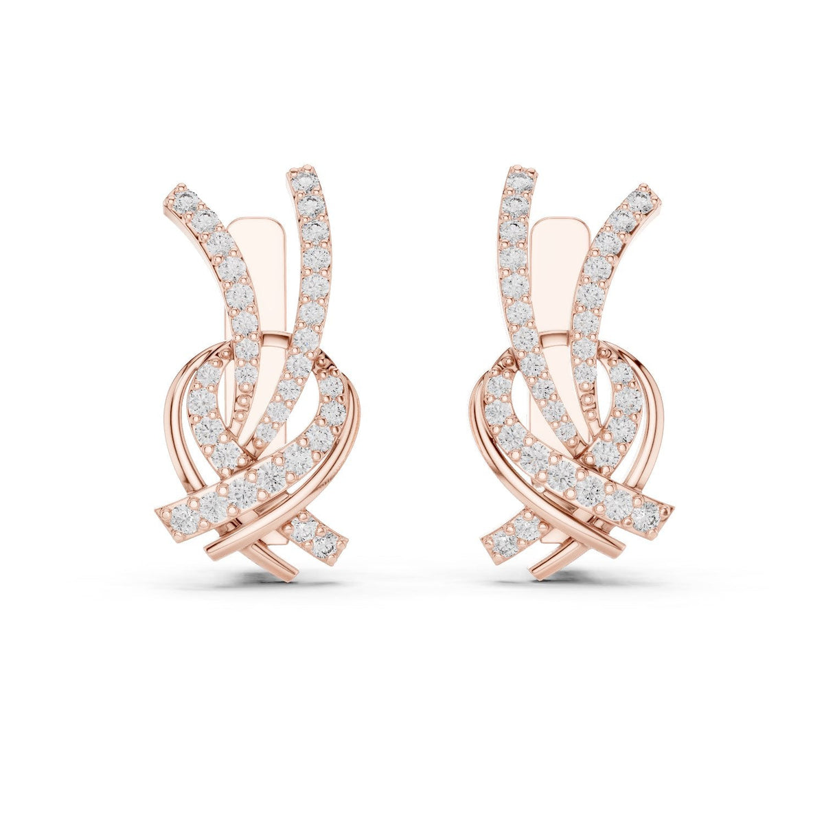 Ribbon Swirl Diamond Huggie Earrings with Lab-Grown Diamonds