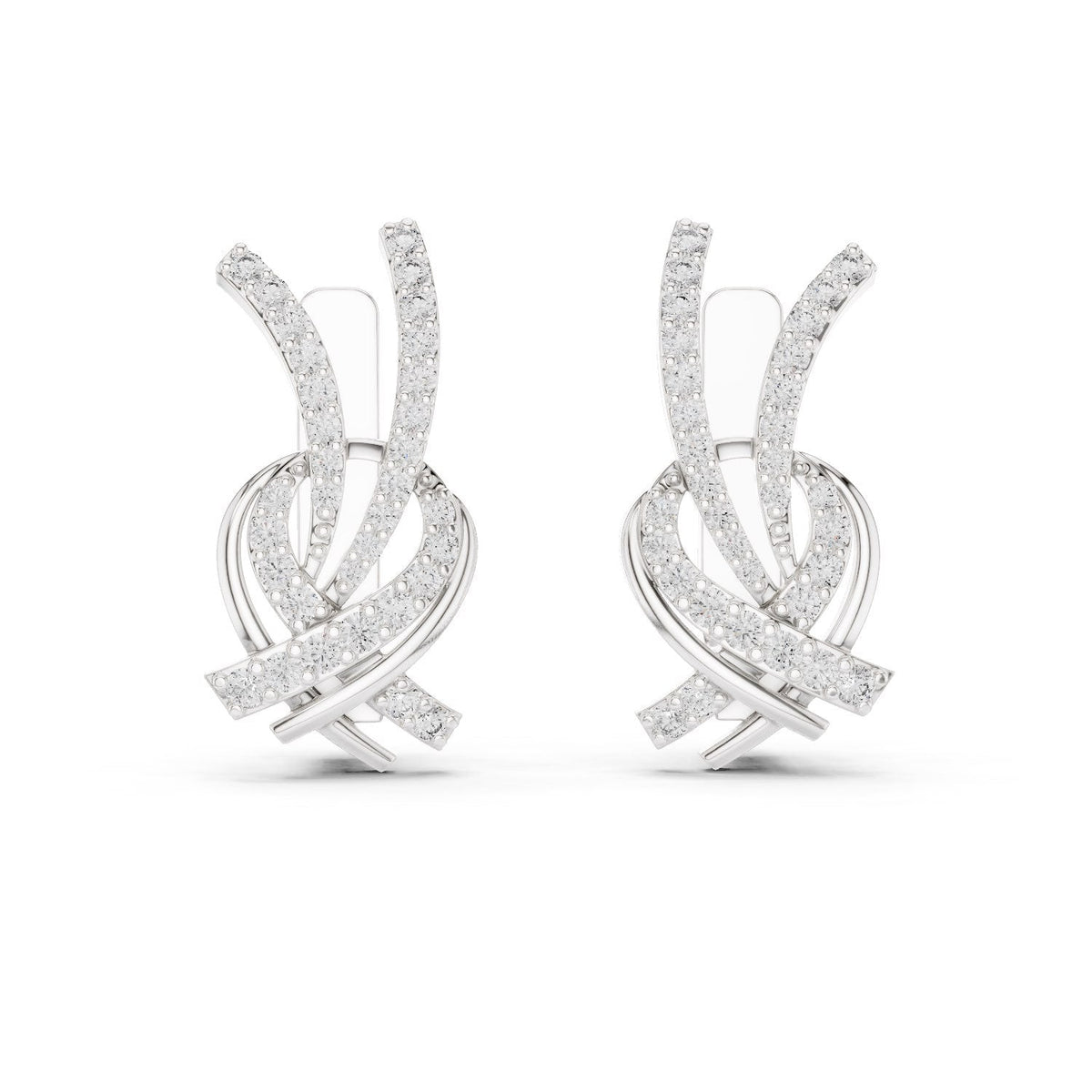 Ribbon Swirl Diamond Huggie Earrings with Lab-Grown Diamonds
