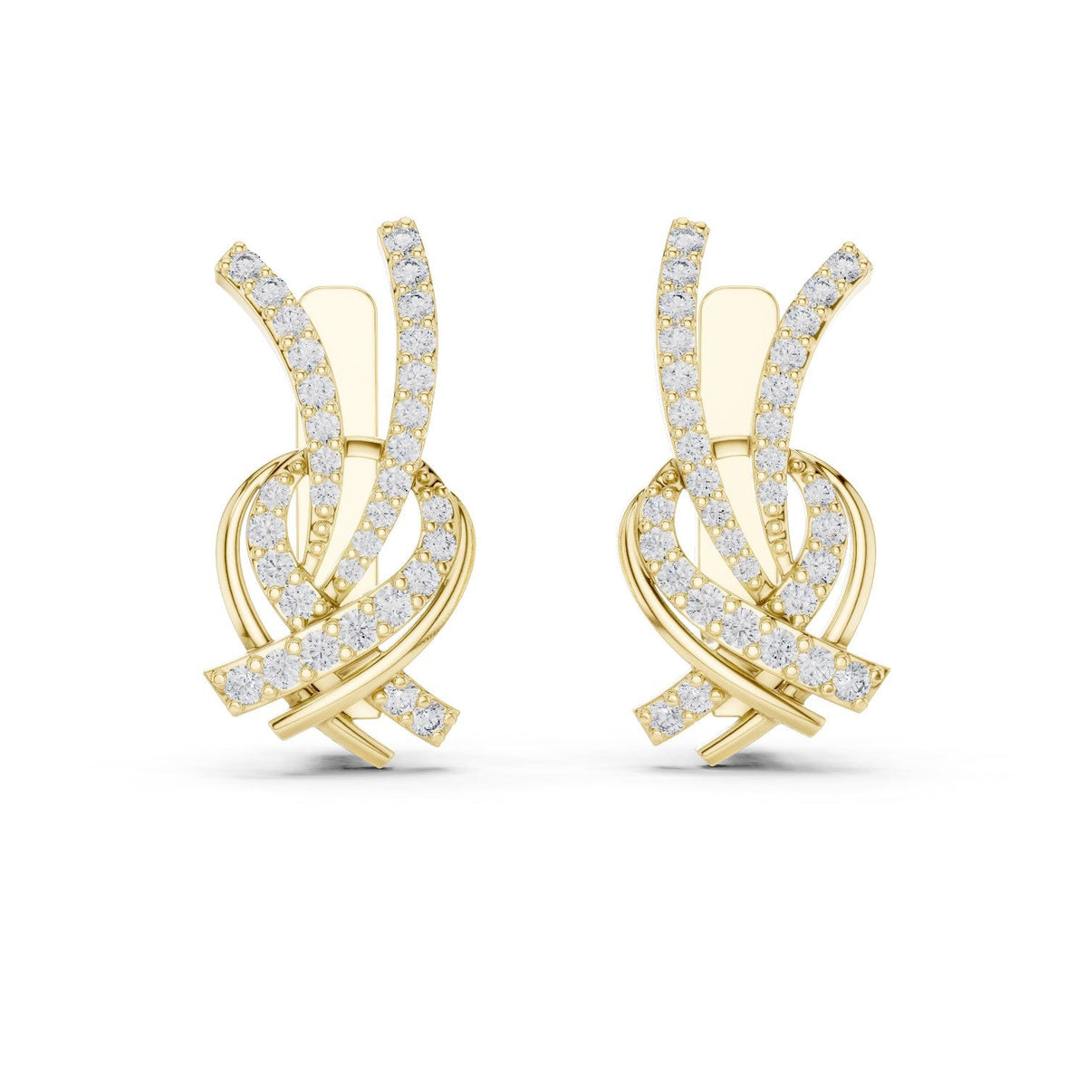 Ribbon Swirl Diamond Huggie Earrings with Lab-Grown Diamonds
