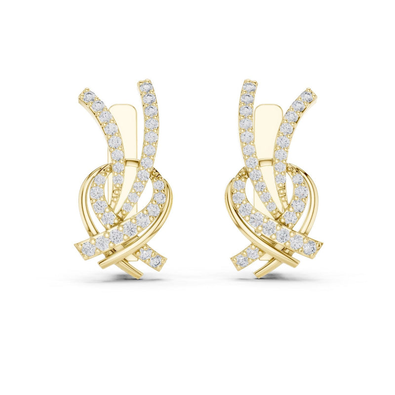 Ribbon Swirl Diamond Huggie Earrings with Lab-Grown Diamonds