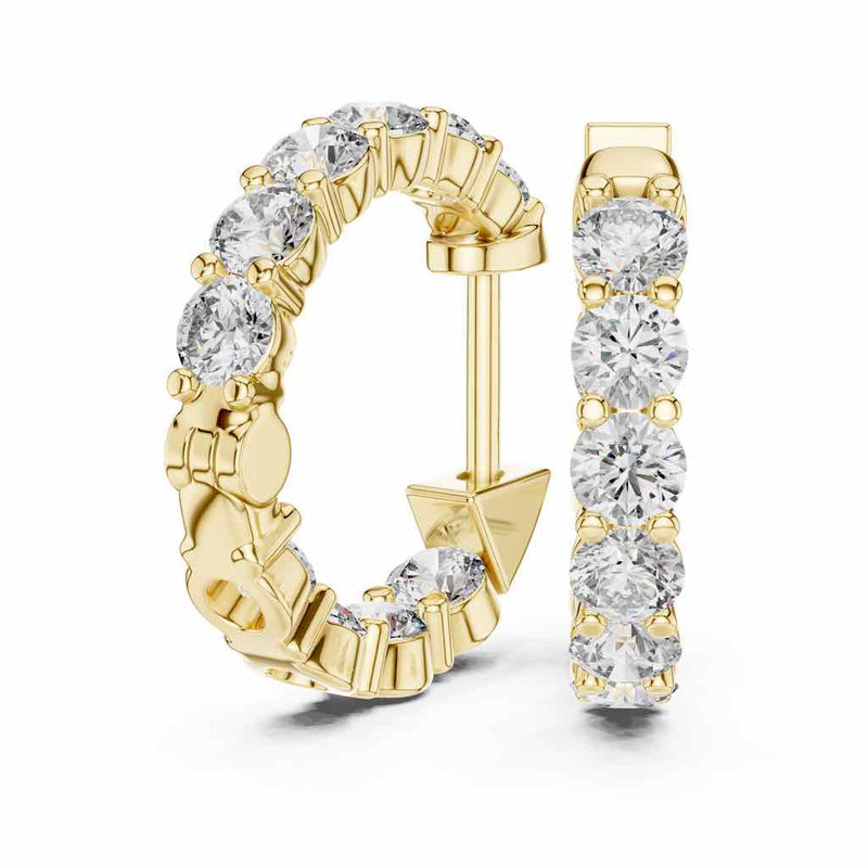 Shared-Prong Diamond Huggie Hoops with Lab-Grown Diamonds