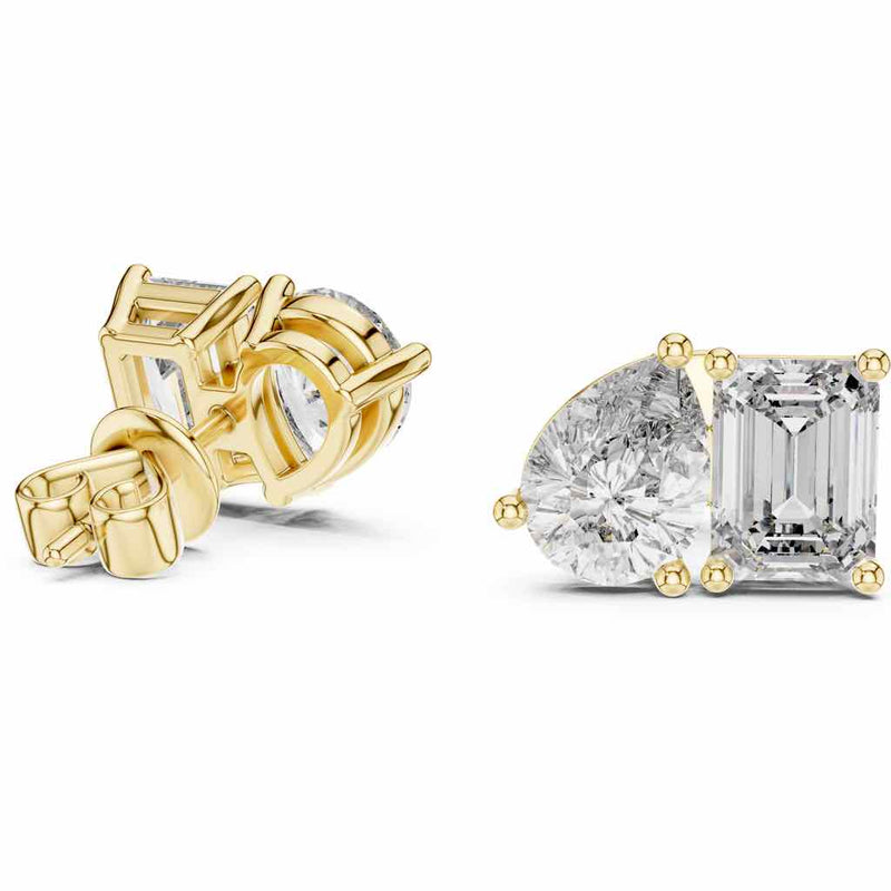Pear & Emerald Toi et Moi Diamond Studs with Lab-Grown Diamonds
