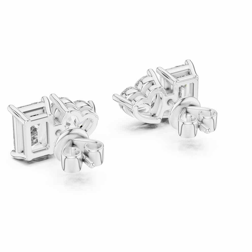 Heart & Emerald Toi et Moi Diamond Studs with Lab-Grown Diamonds