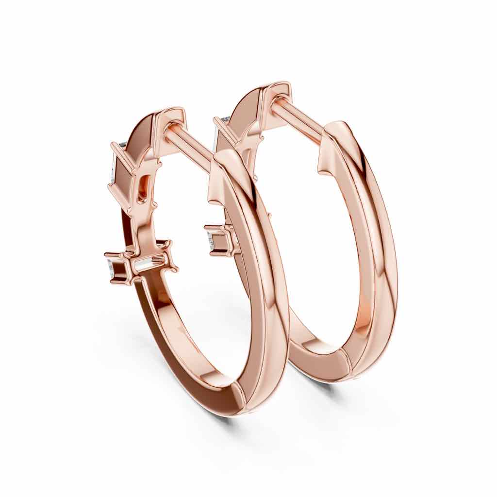 Minimal Baguette Diamond Hoop Earrings with Lab-Grown Diamonds