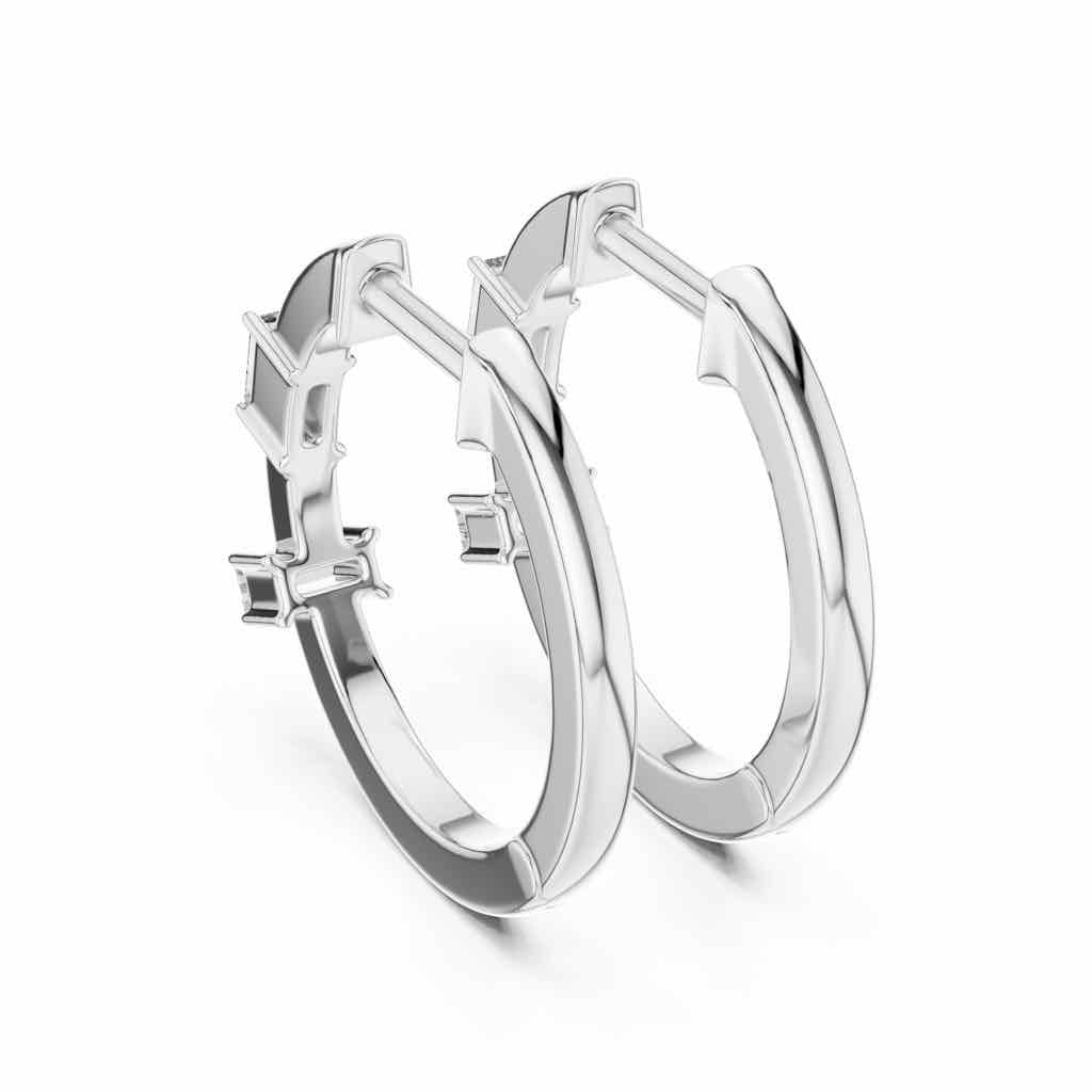 Minimal Baguette Diamond Hoop Earrings with Lab-Grown Diamonds