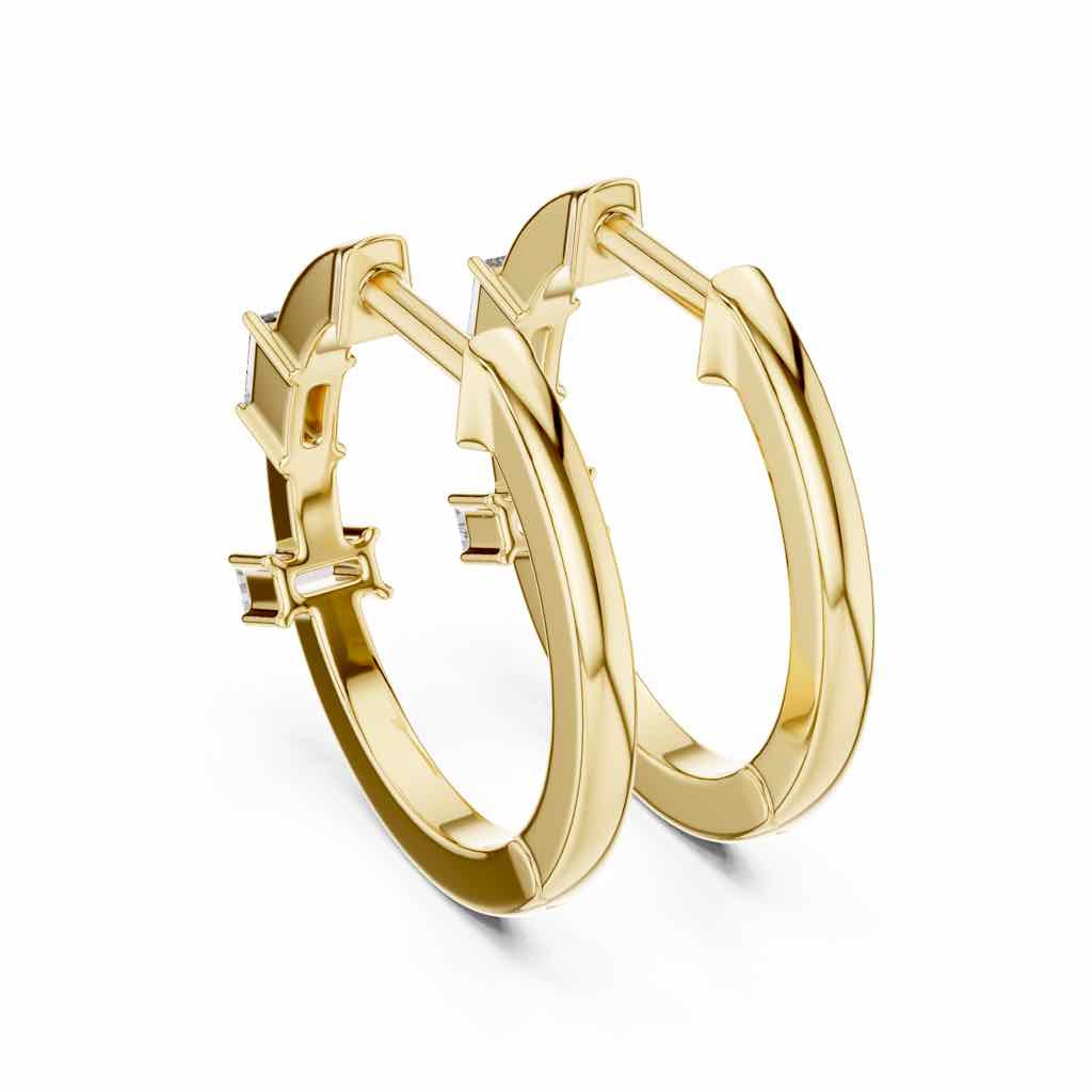 Minimal Baguette Diamond Hoop Earrings with Lab-Grown Diamonds