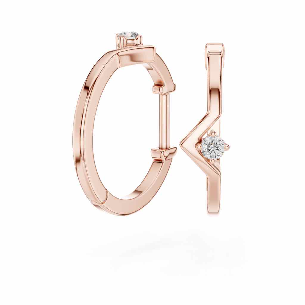 Geometric Solitaire Diamond Hoop Earrings with Lab-Grown Diamonds