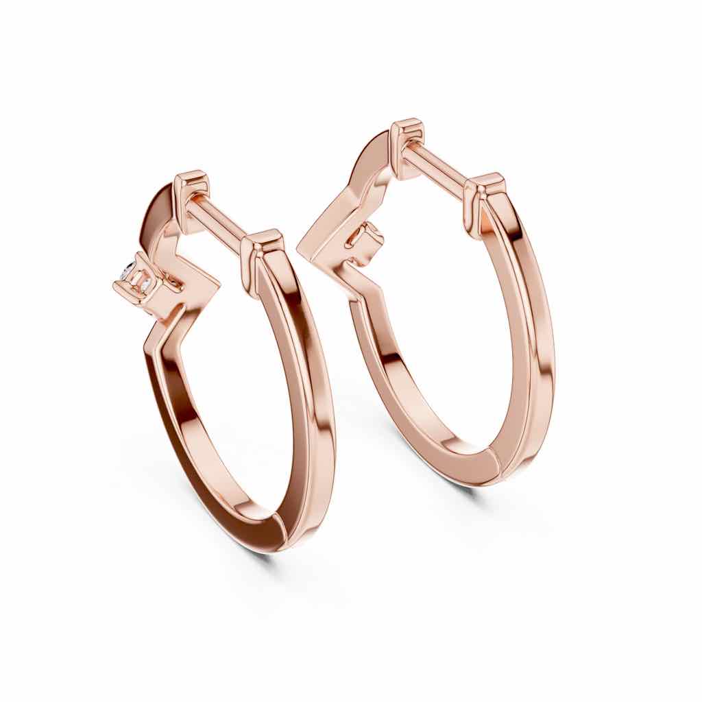 Geometric Solitaire Diamond Hoop Earrings with Lab-Grown Diamonds