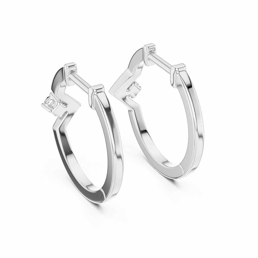 Geometric Solitaire Diamond Hoop Earrings with Lab-Grown Diamonds