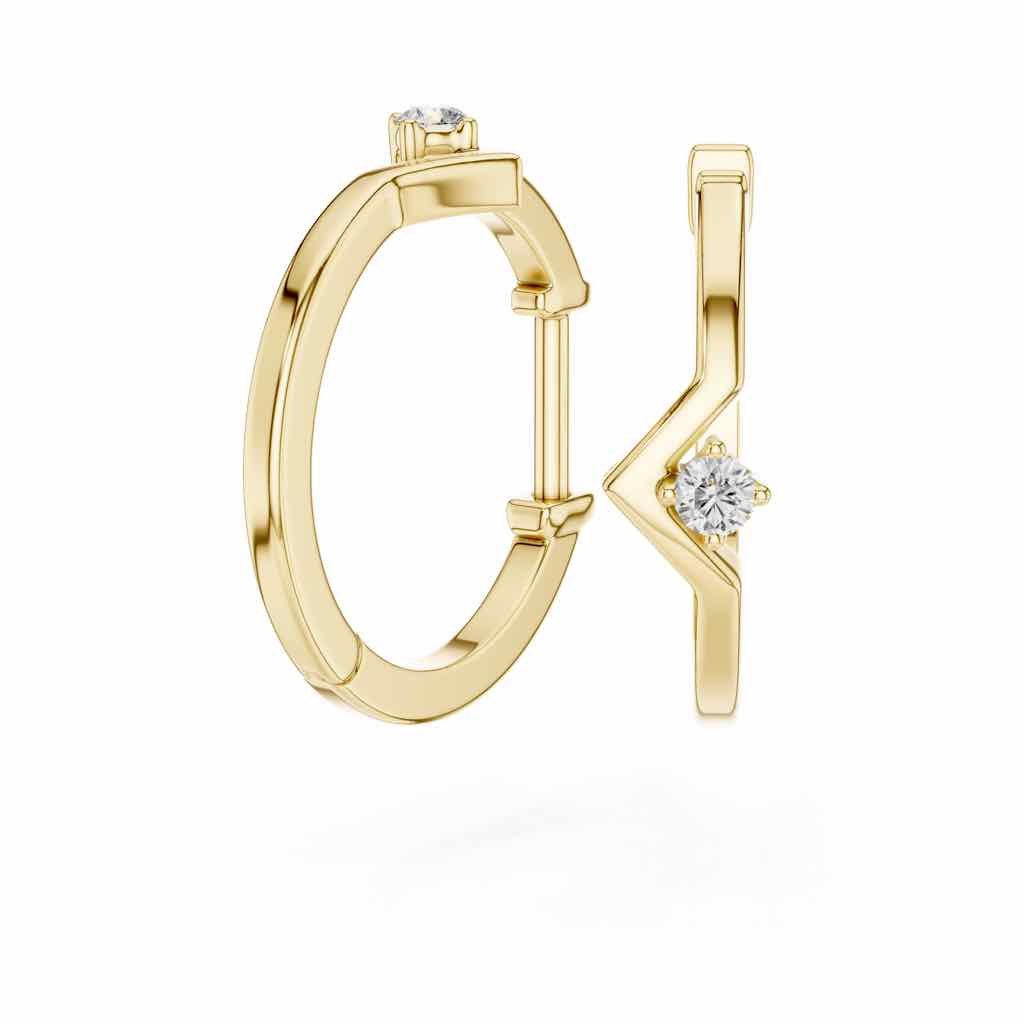 Geometric Solitaire Diamond Hoop Earrings with Lab-Grown Diamonds