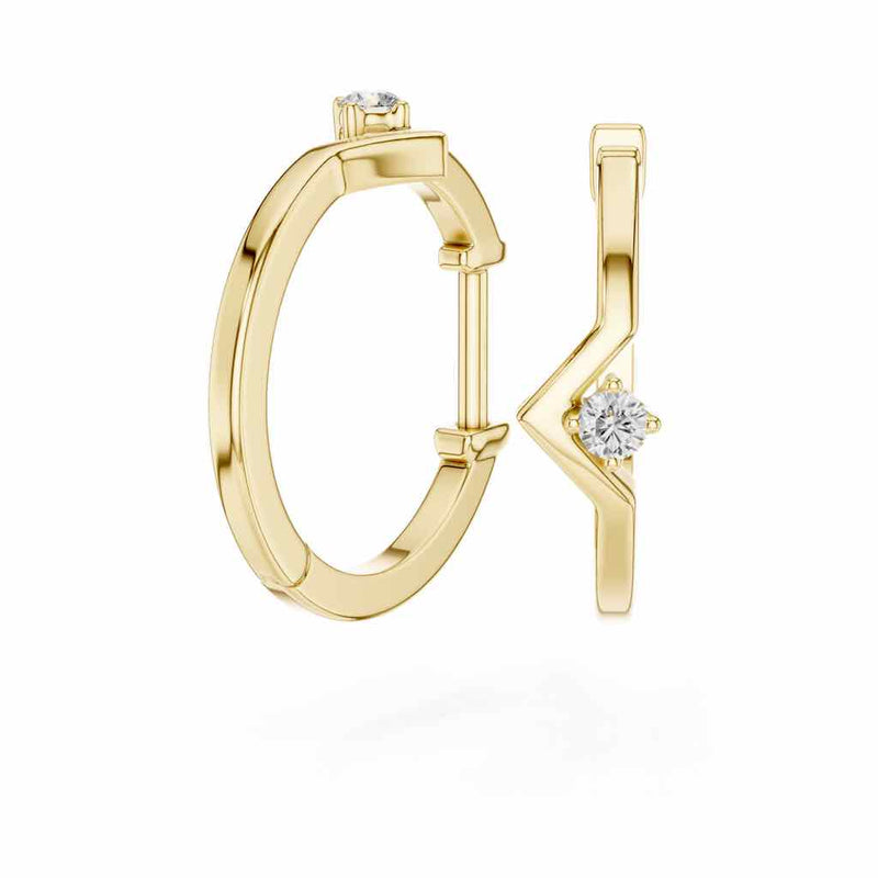 Geometric Solitaire Diamond Hoop Earrings with Lab-Grown Diamonds