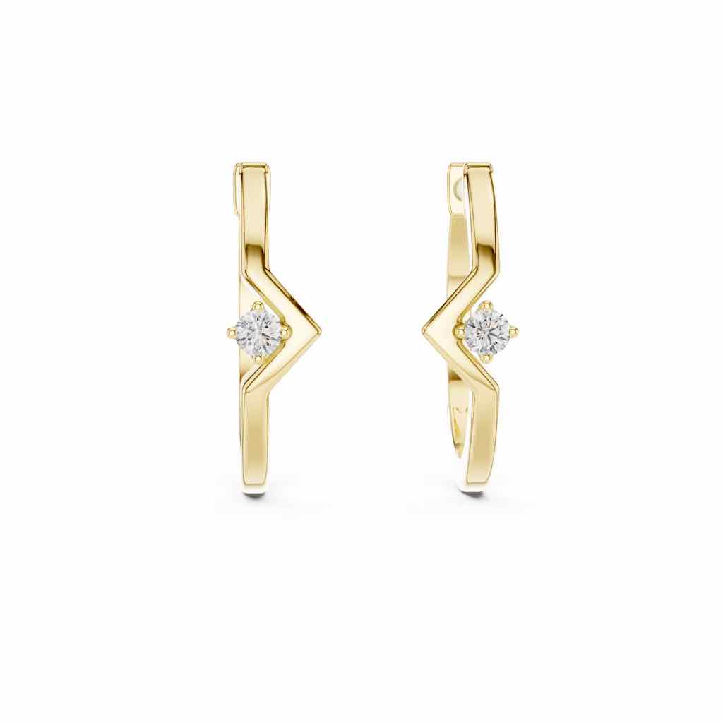 Geometric Solitaire Diamond Hoop Earrings with Lab-Grown Diamonds