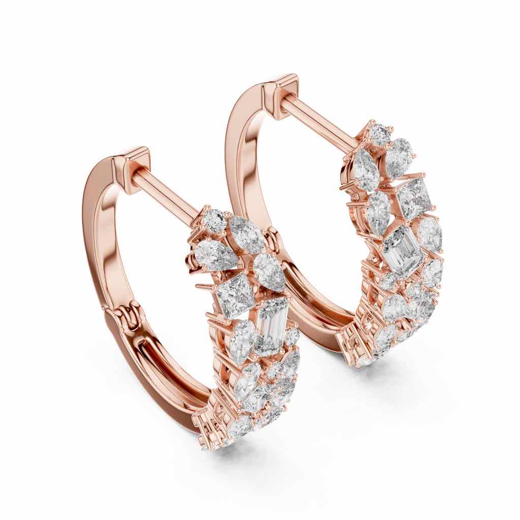 Mixed-Cut Diamond Cluster Hoops with Lab-Grown Diamonds