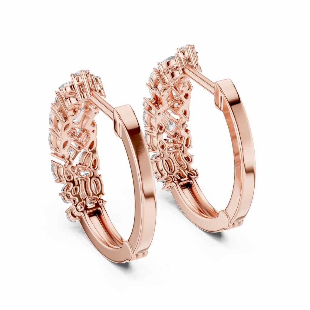 Mixed-Cut Diamond Cluster Hoops with Lab-Grown Diamonds