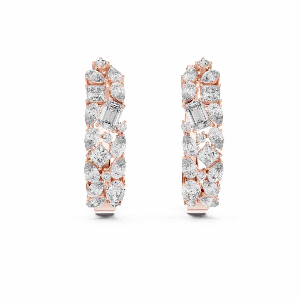 Mixed-Cut Diamond Cluster Hoops with Lab-Grown Diamonds