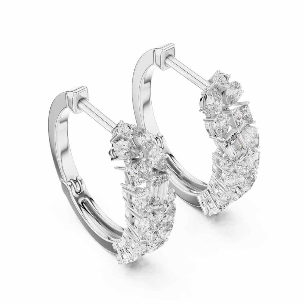 Mixed-Cut Diamond Cluster Hoops with Lab-Grown Diamonds