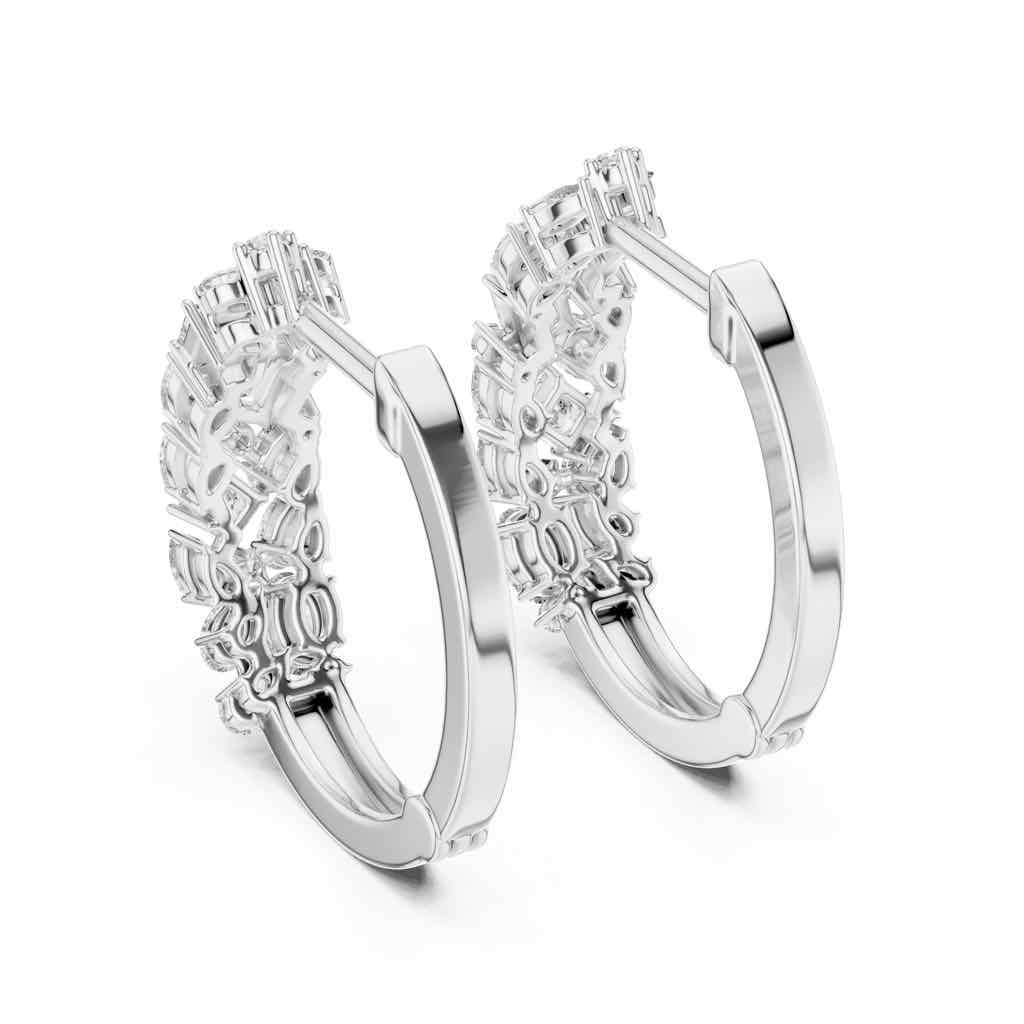 Mixed-Cut Diamond Cluster Hoops with Lab-Grown Diamonds