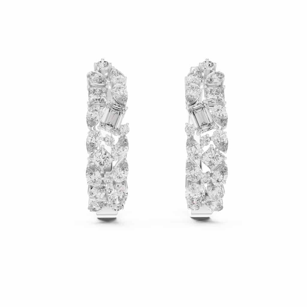 Mixed-Cut Diamond Cluster Hoops with Lab-Grown Diamonds