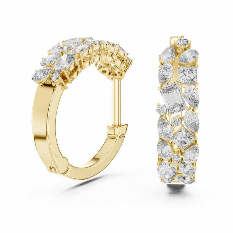 Mixed-Cut Diamond Cluster Hoops with Lab-Grown Diamonds