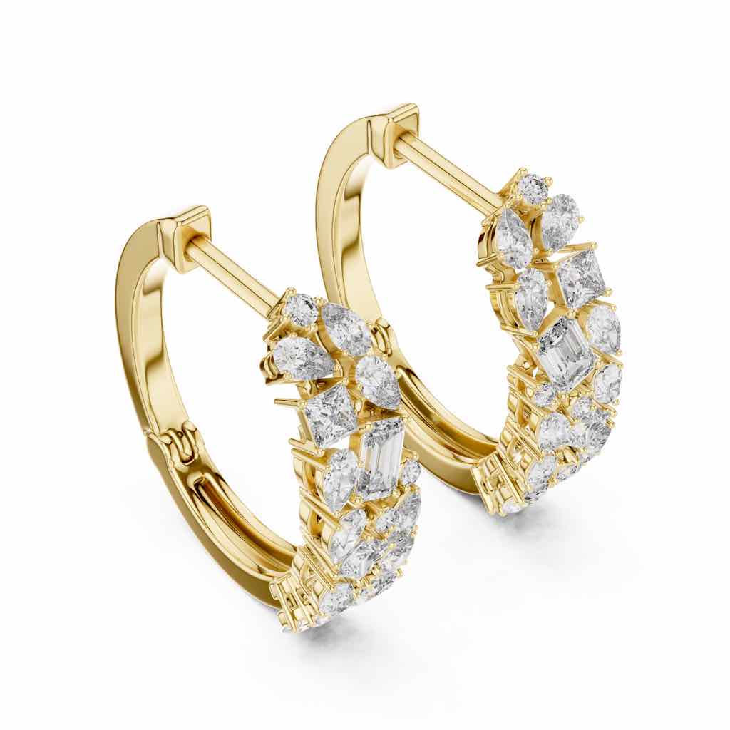 Mixed-Cut Diamond Cluster Hoops with Lab-Grown Diamonds