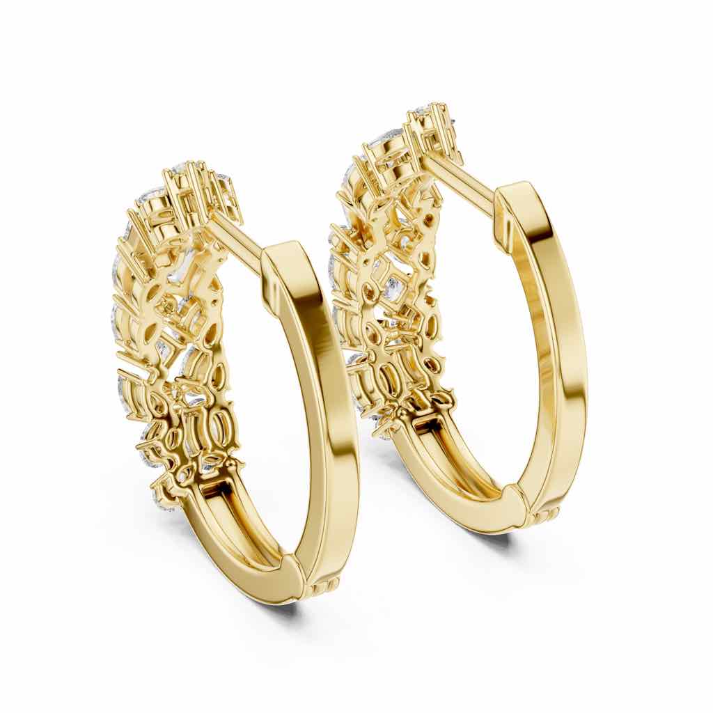 Mixed-Cut Diamond Cluster Hoops with Lab-Grown Diamonds