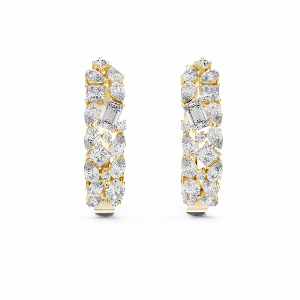 Mixed-Cut Diamond Cluster Hoops with Lab-Grown Diamonds