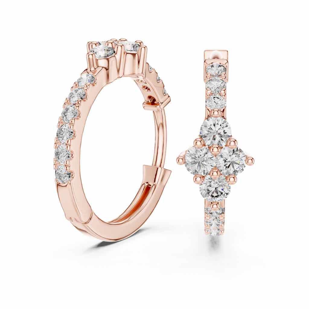 Floral Diamond Hoop Earrings with Lab-Grown Diamonds