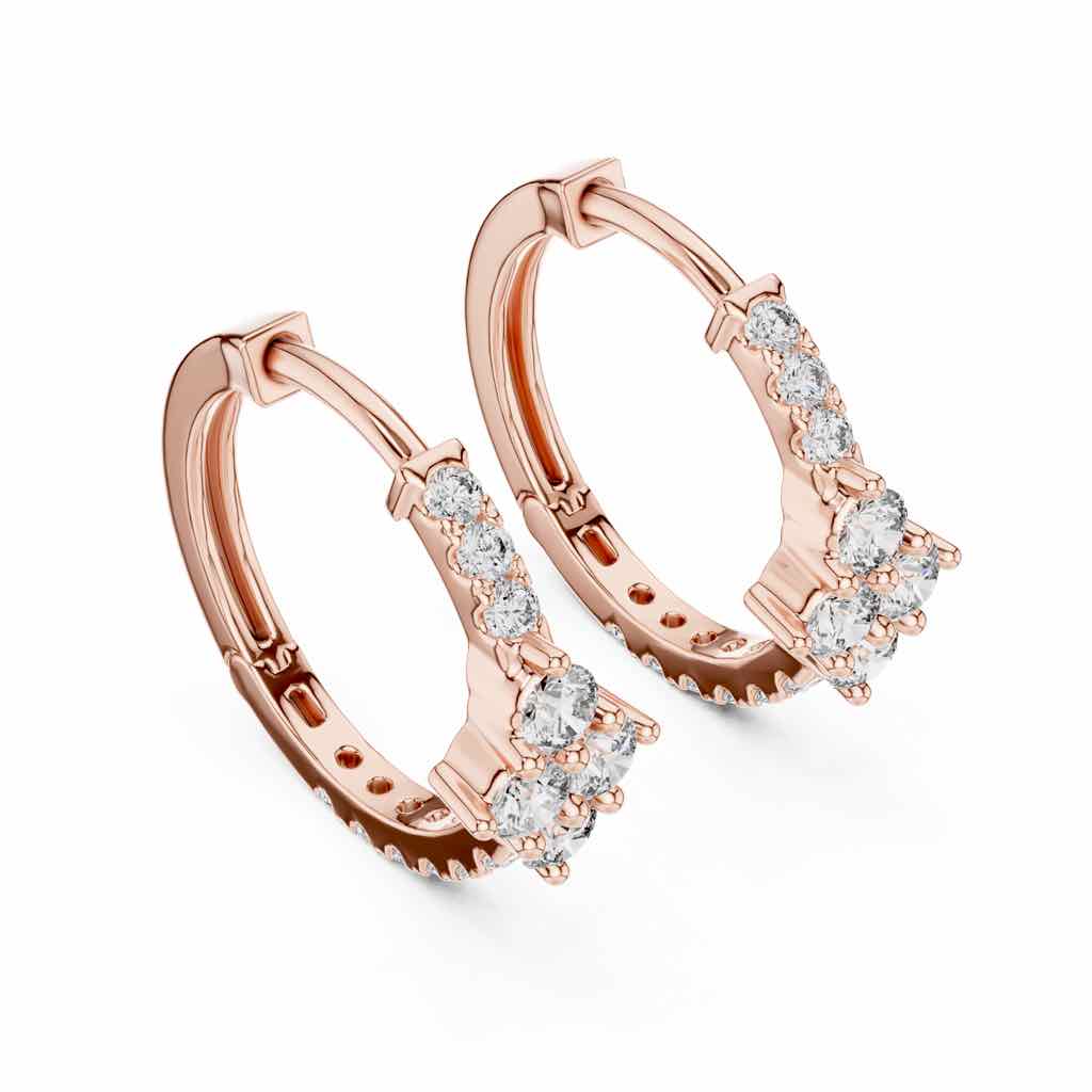 Floral Diamond Hoop Earrings with Lab-Grown Diamonds
