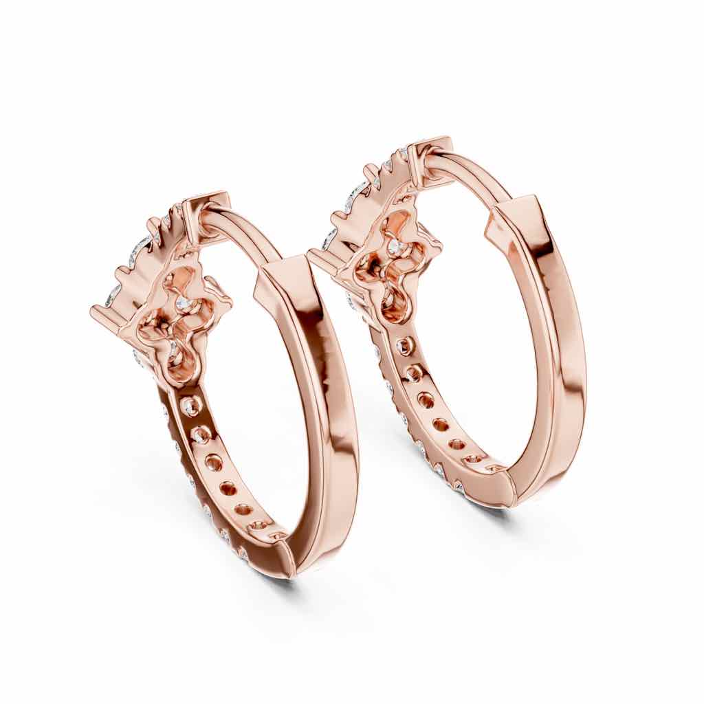 Floral Diamond Hoop Earrings with Lab-Grown Diamonds