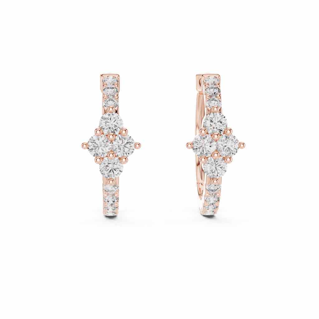 Floral Diamond Hoop Earrings with Lab-Grown Diamonds
