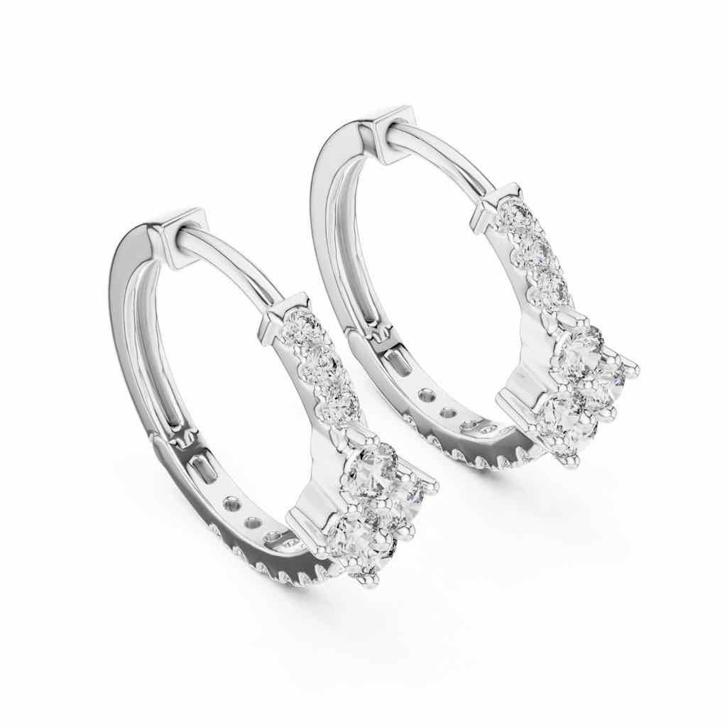 Floral Diamond Hoop Earrings with Lab-Grown Diamonds